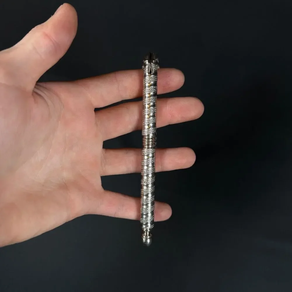 Vintage HMQ Metal Nutcracker Hand Grip Tool Silver Heavy Duty Made in Italy